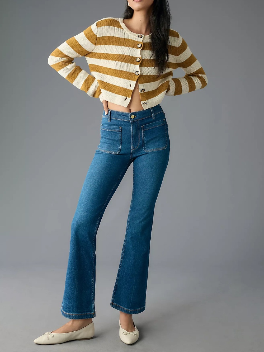 Anthropologie Pilcro The Yaya Patch Pocket Crop Flare Jeans Size 27